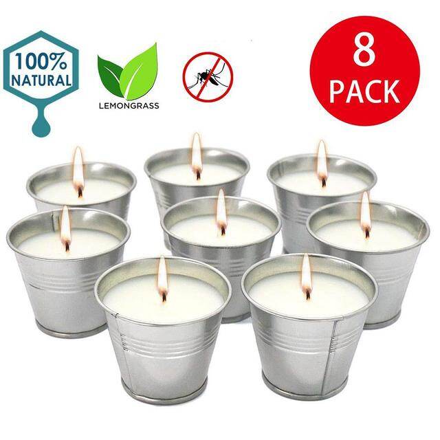 8pcs Smokeless Candle Wax Bucket Candles Citronella Scented Candles Portable Tin Candles For Indoor Outdoor Mosquito Repellent