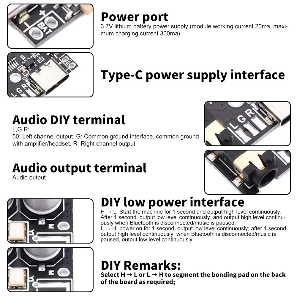 diymore Bo Mạch Giải Mã Bluetooth VHM-314-V2.0 Bo Mạch Khuếch Đại Công Suất Bộ Khuếch Đại Công Suất Loa Xe Hơi Lossless DC 5V/3.7V Trang Bị Lại Bluetooth Type-C Kèm Quản Lý Sạc