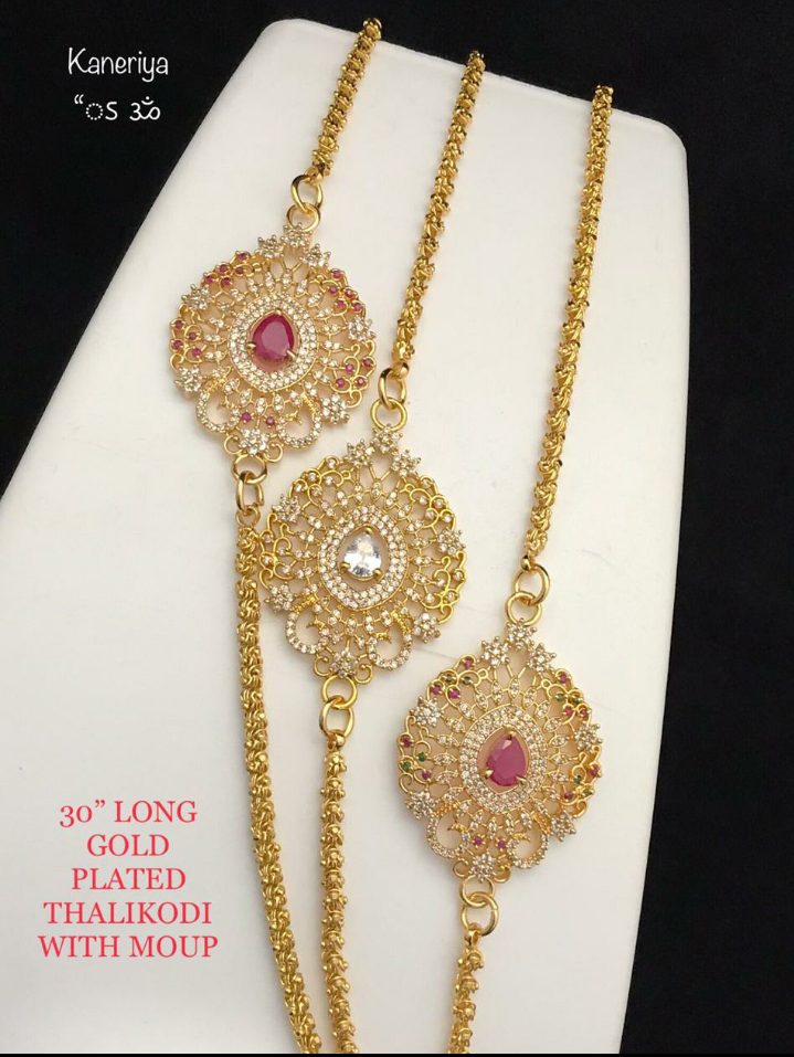 Haseenas Long Gold Plated Moppu Chain 