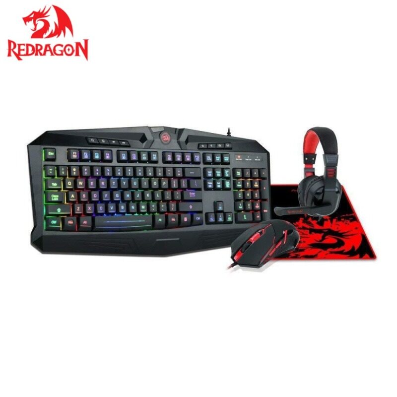 Redragon S101BA Gaming Mouse Keyboard Headset with Microphone Mouse Pad Combo Ergonomic Wrist Rest Keyboard for Windows PC Gamer Singapore