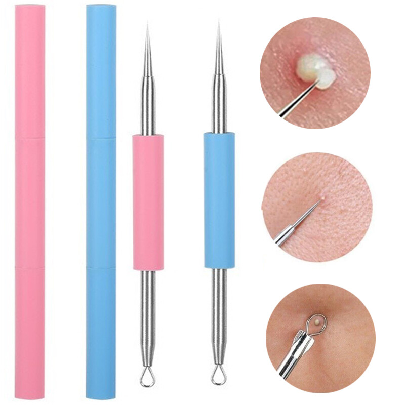 Professional Silicone Acne Blackhead Extractor Remover Double Head Acne Needles