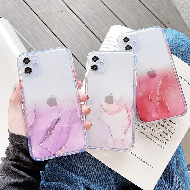 Luxury Marble Color gradient Phone Case For iPhone 11 12 Pro Max Full Camera Protective Case For iPhone XS Max XR X 7 8 Plus SE 2 2020 Back Cover Casing