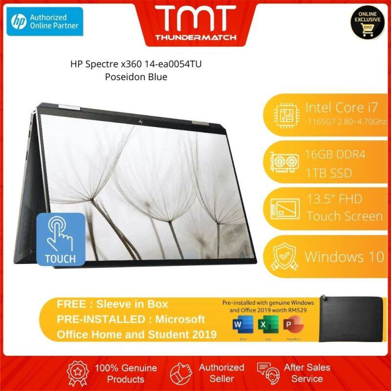 HP Spectre x360 14-ea0054TU Laptop | i7-1165G7 | 16GB(OB) 1TB SSD | 13.5FHD Touch | Free Microsoft Office and Sleeve Malaysia