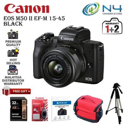 Canon EOS M50 MKII / M50MKII Digital Mirrorless Camera DSLR Camera + 32Gb Memory Card + Camera Bag (Original Canon Warranty)
