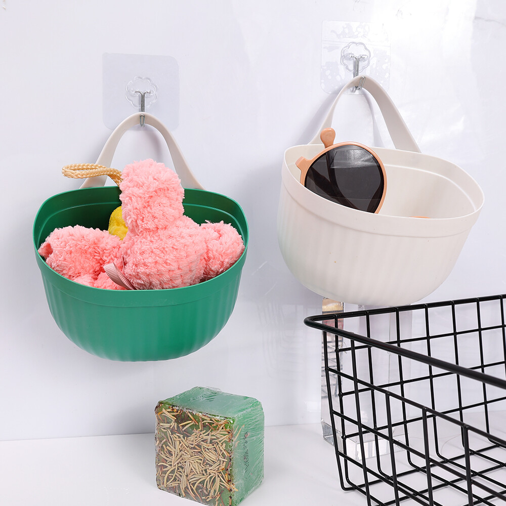 Kitchen Onion Ginger Garlic Storage Basket Home Wall-Mounted Bathroom Bath Basket with Hook Kitchen Bathroom Supplies Storage Rack