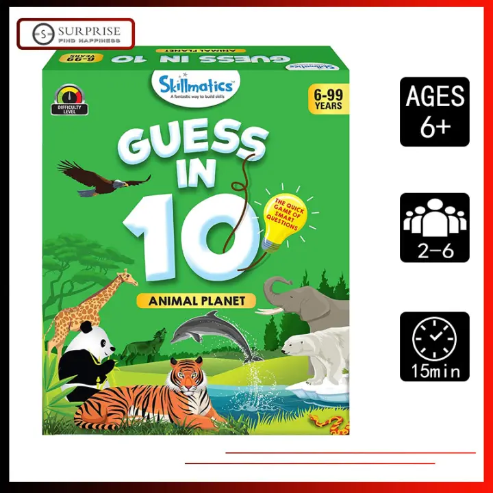 Animal Planet Educational Game Guess in 10 Card Game for Kids Age 6+