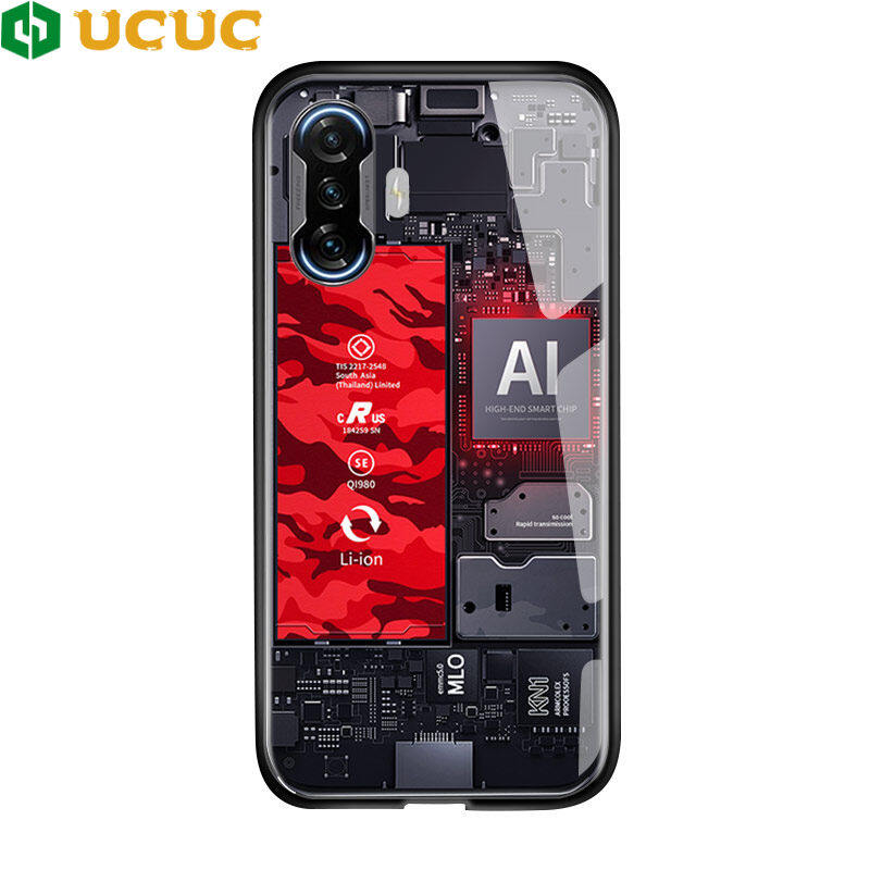 UCUC Casing Case For Xiaomi Poco F3 GT/Redmi K40 Gaming Case For Girls Technology Circuit Board Explorer Exploration Theme Version Case Tempered Glass Back Cover Casing