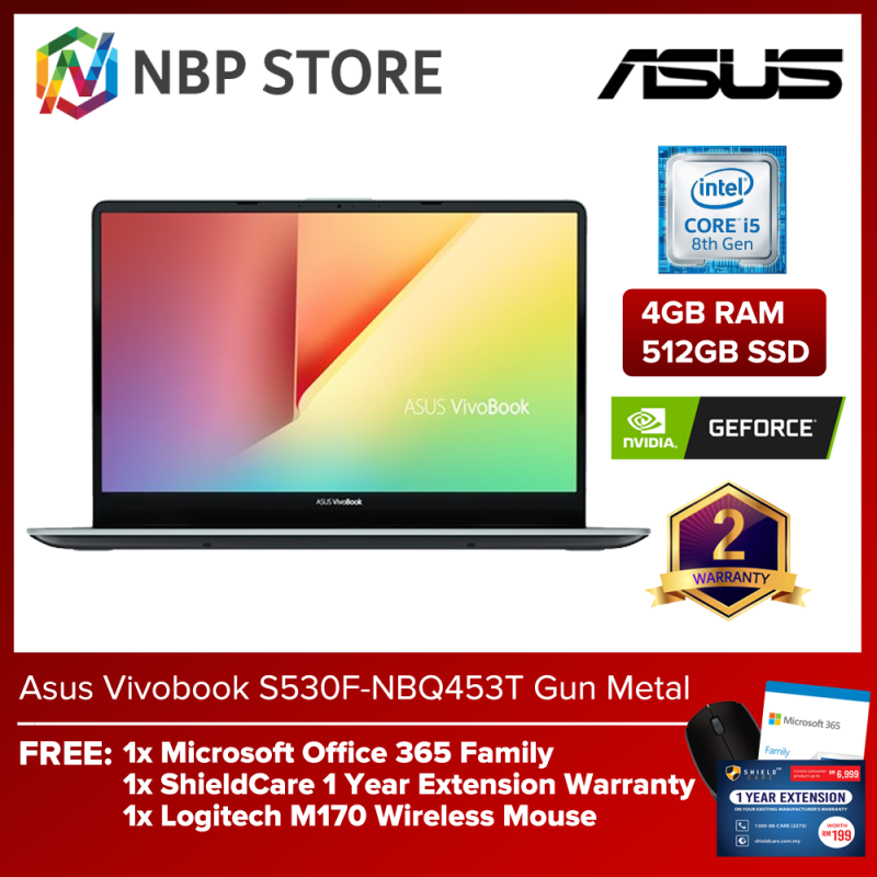 Asus Vivobook S530F-NBQ453T 15.6 FHD Laptop Gun Metal ( i5-8265U, 4GB, 512GB SSD, MX150 2GB, W10 ) Malaysia