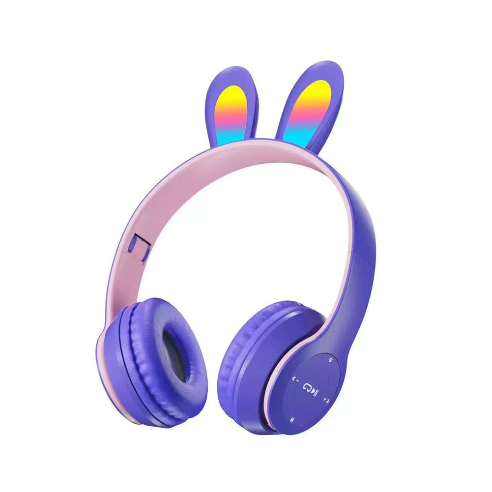 VSVGFD Tai Nghe Mèo Thỏ P47R Tai Nghe Bluetooth Không Dây Tai Nghe Tai Mèo Thỏ Tai Nghe Kucing Tai Nghe Dễ Thương Có Đèn Led