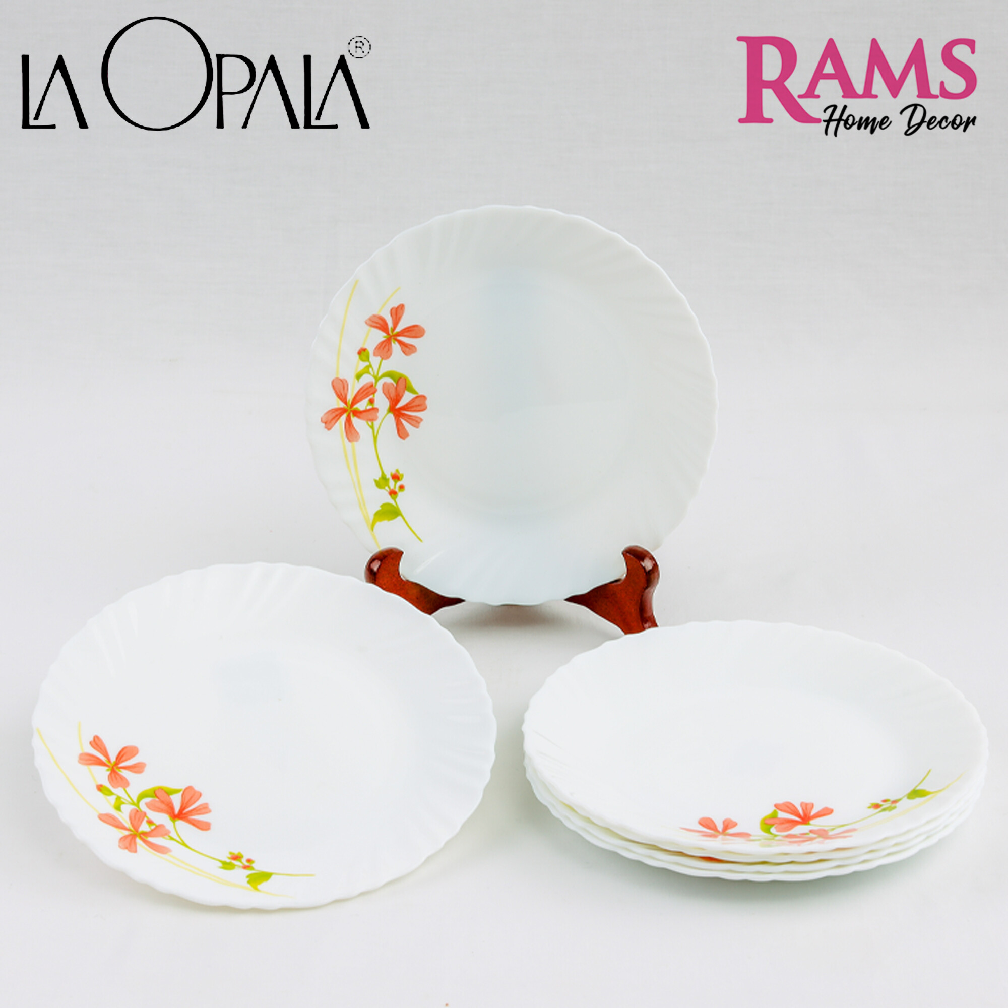 La Opala 6 Pcs Classique Series Opalware Dessert Plate / Opal Glass