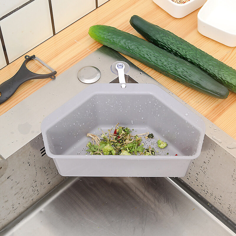 WUJI Corner Sink Drain Basket Storage Holder Rack SelfStanding Suction