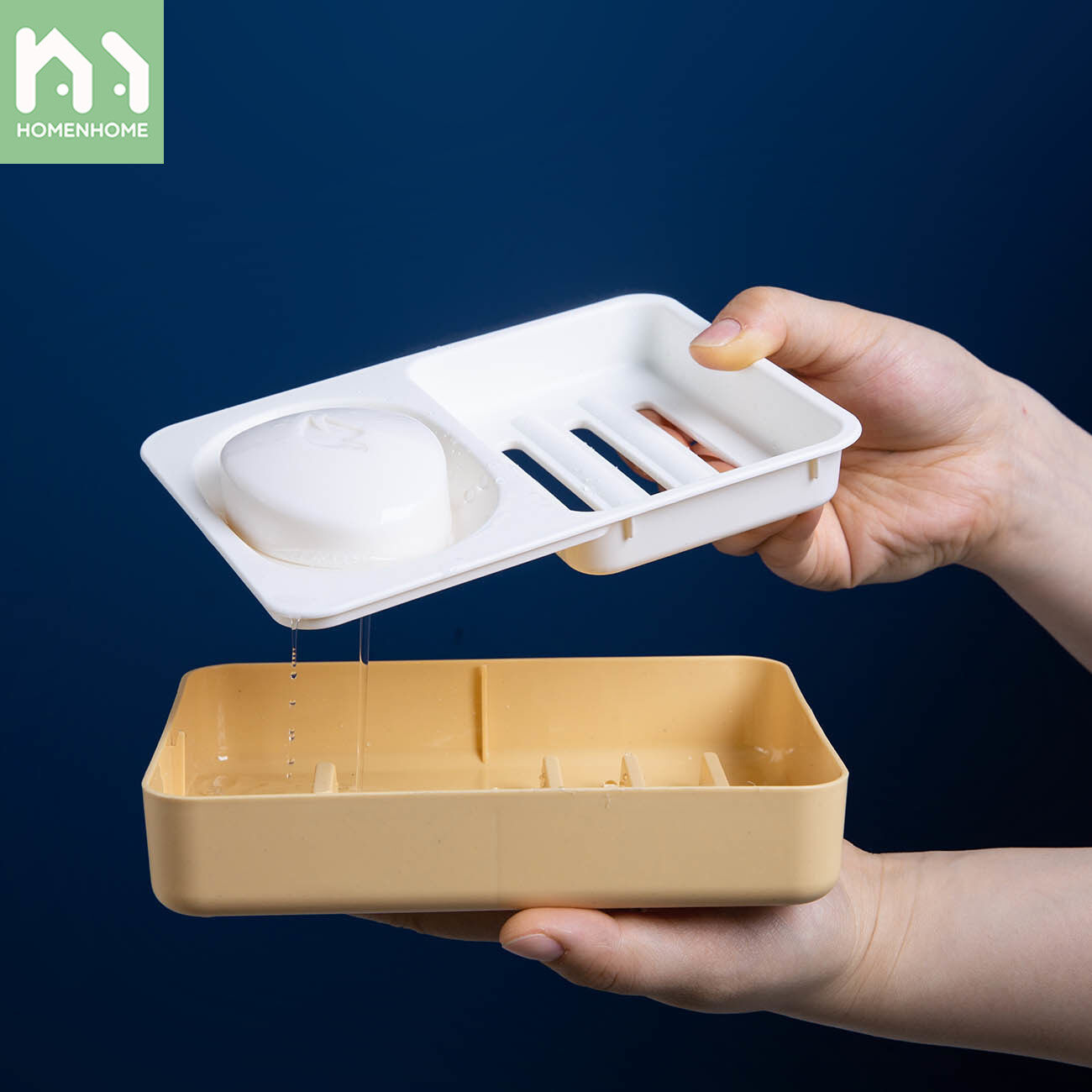 Hộp Xà Phòng Homenhome Với Phân Vùng Kích Thước Lớn Xà Phòng Giặt Hộp Lưu Trữ Trong Ký Túc Xá Sáng Tạo Ráo Nước Hai Lớp Giá Đặt Xà Phòng