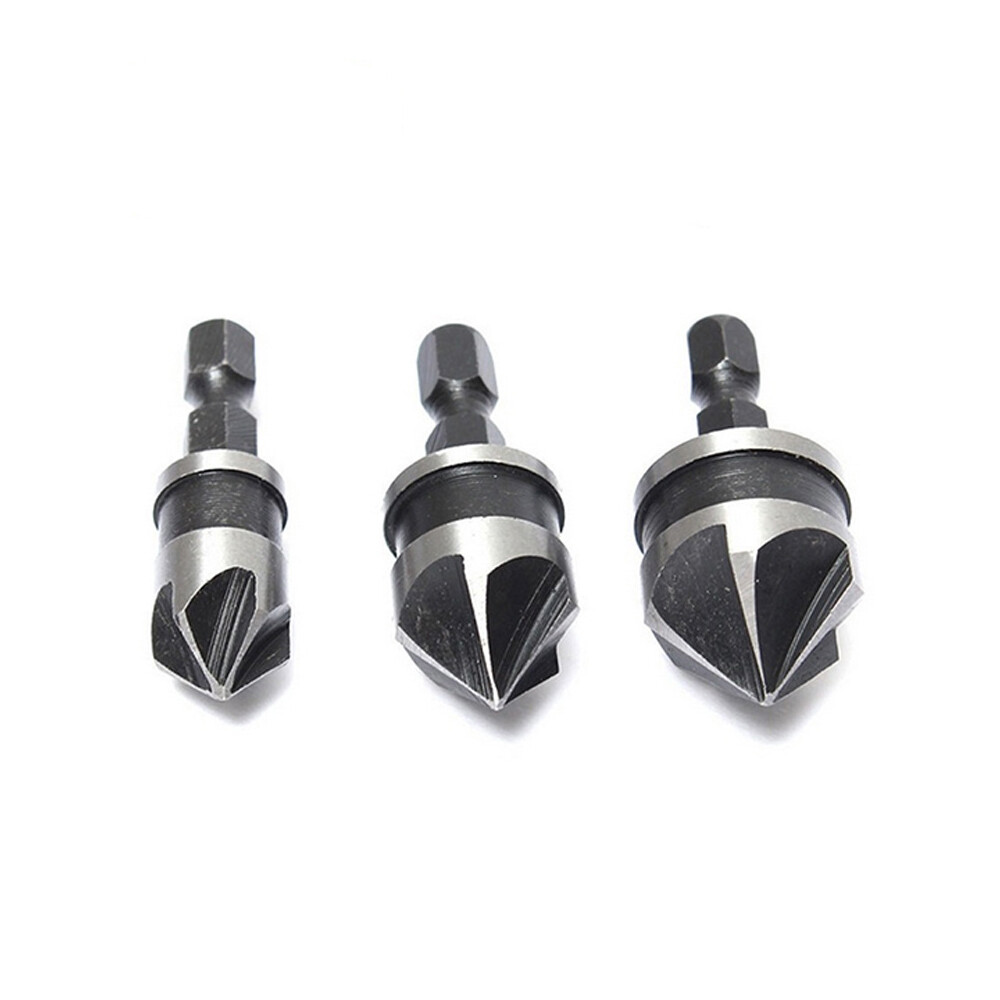 3Pcs Hex Countersink Boring Set 12mm/16mm/19mm for Wood Metal Quick Change Drill Bit Tools Hexagonal Shank Carbon Steel
