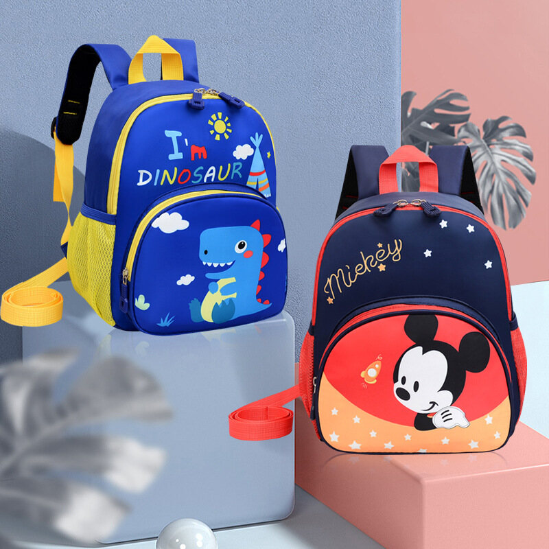 HS Kids anti-lost backpack kindergarten backpack cartoon little dinosaur leash backpack
