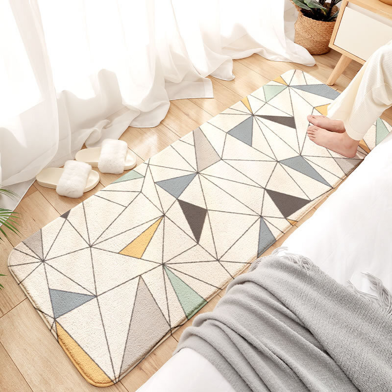 Bedroom mat Modern Kitchen Mat Long Strip Bedroom Entrance Doormat Simple Pattern Home Floor Decoration Cotton Carpet Bedside Rug Living Room Coffee Table Floor Mats Rectangular non-slip foot pad