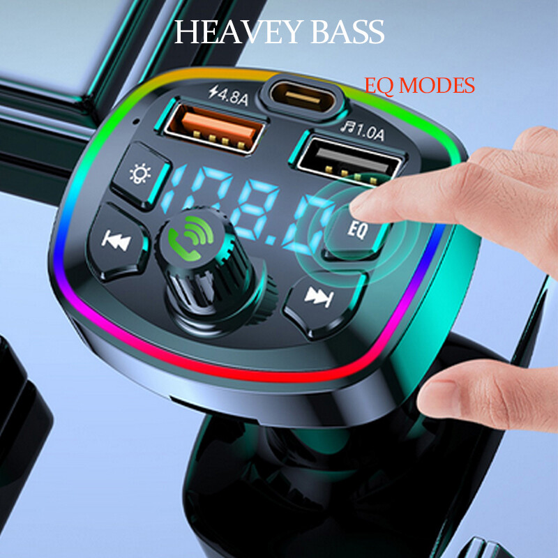 Máy Phát FM Bluetooth 5.0 Cho Xe Hơi Máy Nghe Nhạc Mp3 Bộ Sạc Xe Hơi USB Kép Type-C