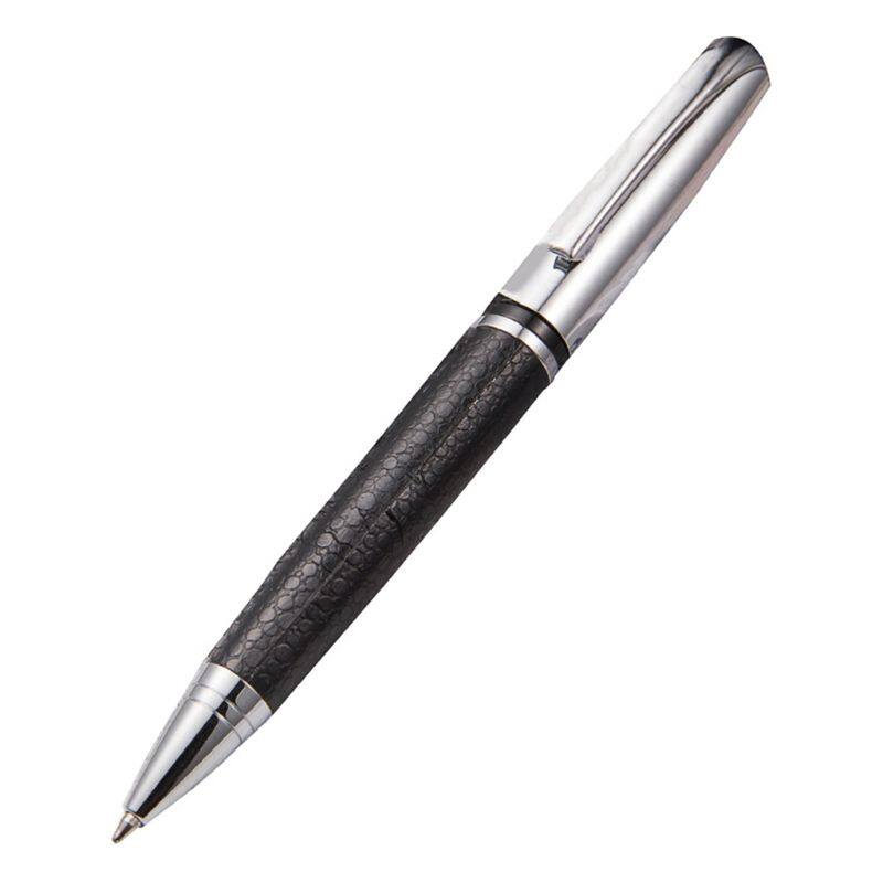 Rotary Business Pen 0.5mm Black Ink Leather Metal Ballpoint Pens Student Gift Office Stationery