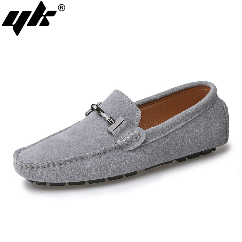 YK TREND Giày Lái Xe Da Bò Da Lộn Thời Trang Nam Giày Lười Thường Ngày