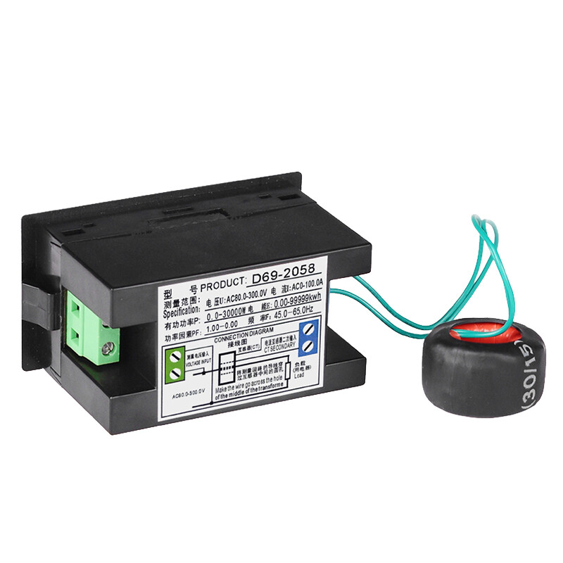 D69-2058 6in1 vôn kế hiện tại Ampe kế Hệ số công suất điện năng lượng máy đo tần số Bảng điều khiển kỹ thuật số wattmeter LCD Volt Amp