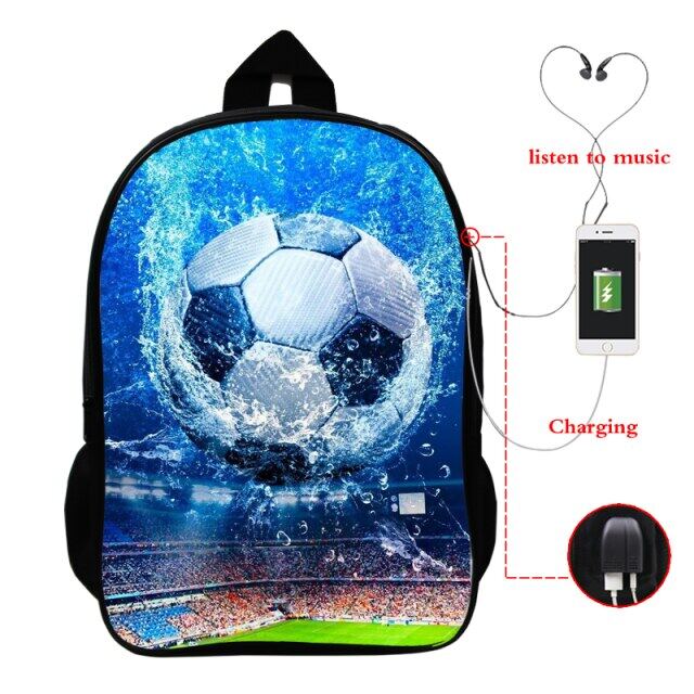 2021 Fire ฟุตบอล Mochilas นักเรียนกระเป๋านักเรียนสำหรับชายหญิง Soccerly 3D พิมพ์เด็กเป้สะพายคอมพิวเตอร์ผู้ชาย Bookbag