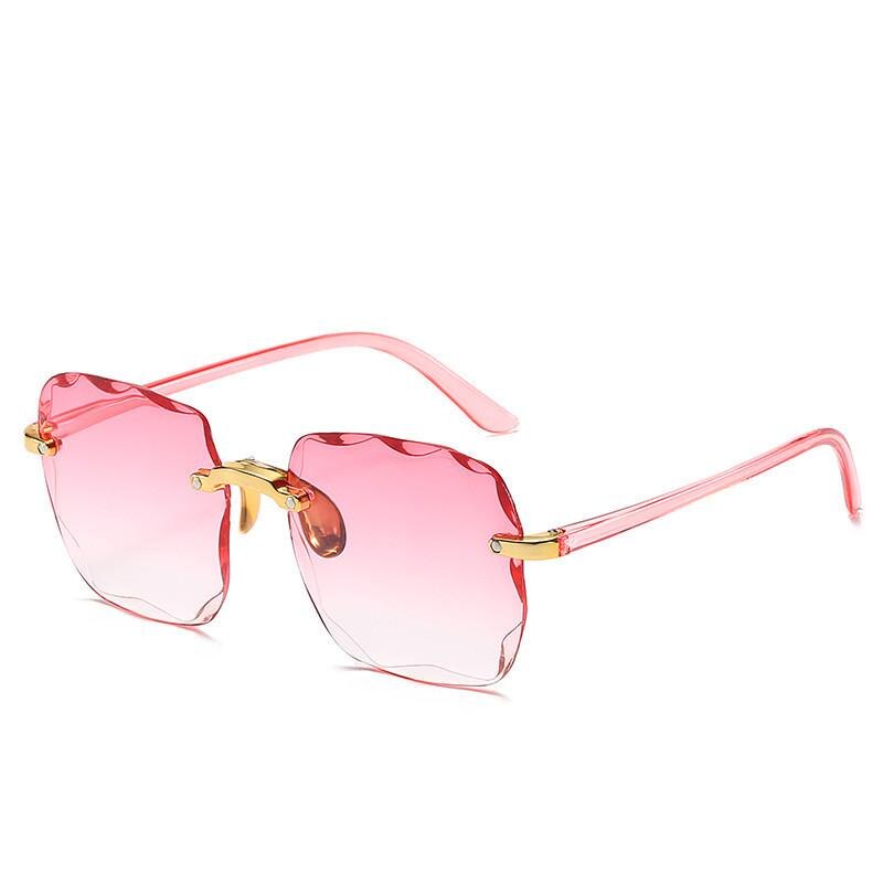 Square Rimless Sunglasses Women Luxury Brand Designer Summer Red Glasses Fashion Sun Glasses for Men UV400 Shades