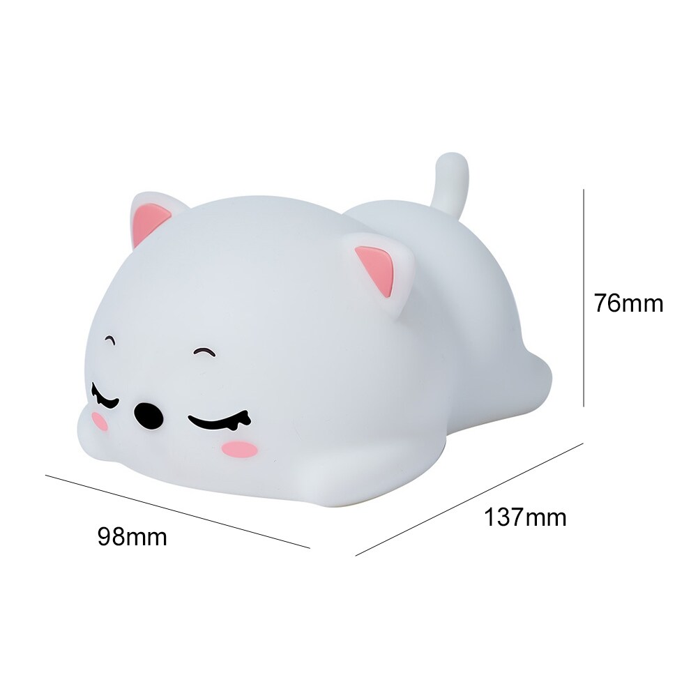 Terylin Sleeping Cat USB Pat Remote Control LED Silicone Night Light Desk Bedside Lamp