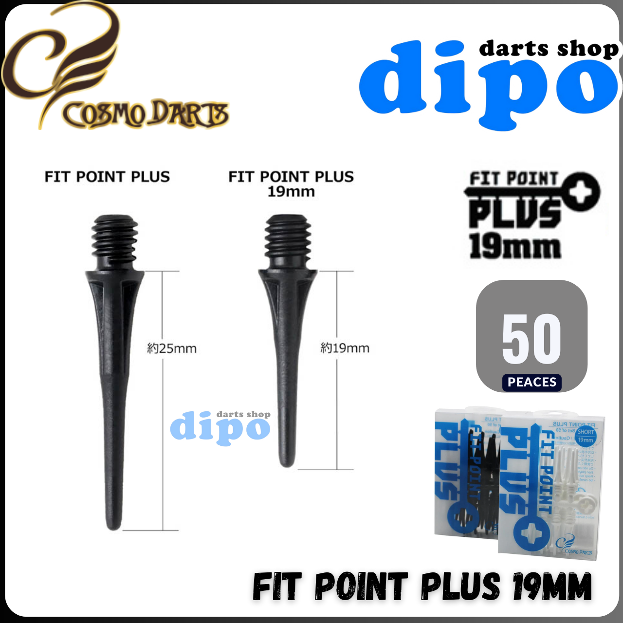 Cosmo Fit Point Plus 2BA Spitzen 19mm (50er Pack) | Schwarz | 13-X9078 Cosmo Fit Point Plus 2BA Spitzen 19mm (50er Pack) | Schwarz | 13-X9078