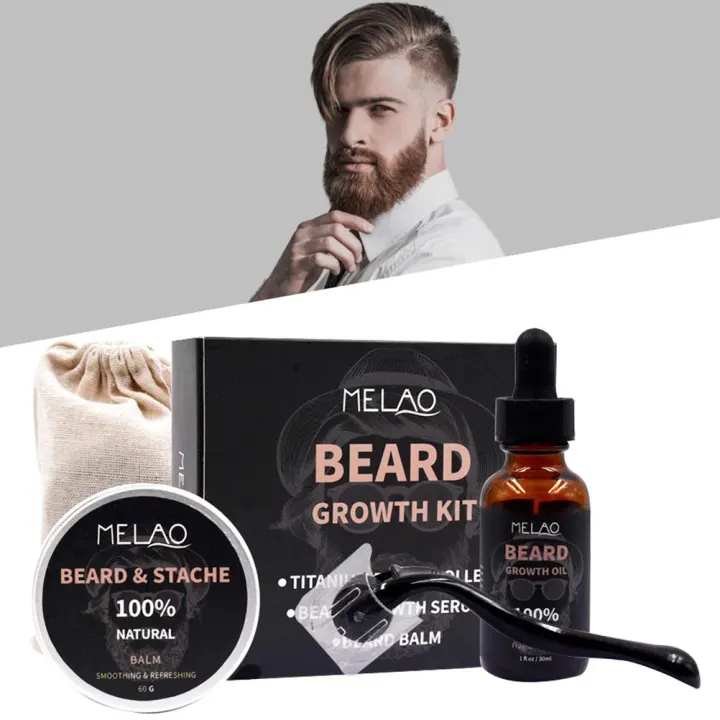 beard growth kit beard derma roller  beard growth serum oil  beard balm
