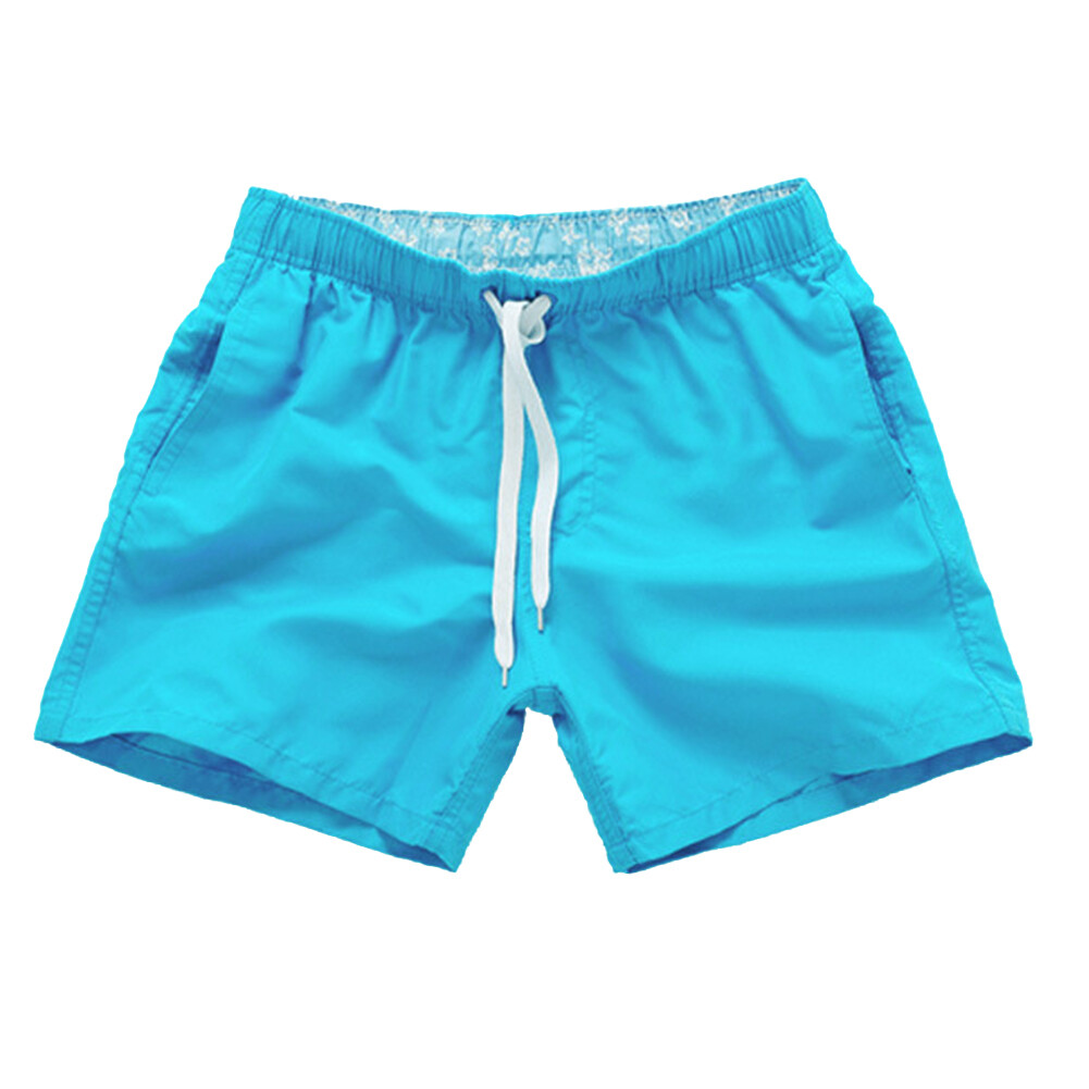 qizhangwei® Casual Solid Color Summer Beach Shorts Pants Men Drawstring Swimming Trunks