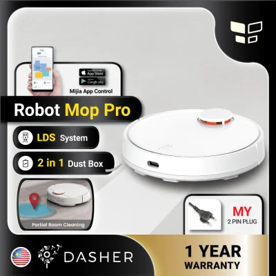 [GLOBAL VERSION] Xiaomi Robot Vacuum Mop Pro Smart Suction Cleaner 2 in 1 Mop Sweep Mi Home App Control Robotic Vacuum and Mop Cleaner with Malaysia 2-pin plug