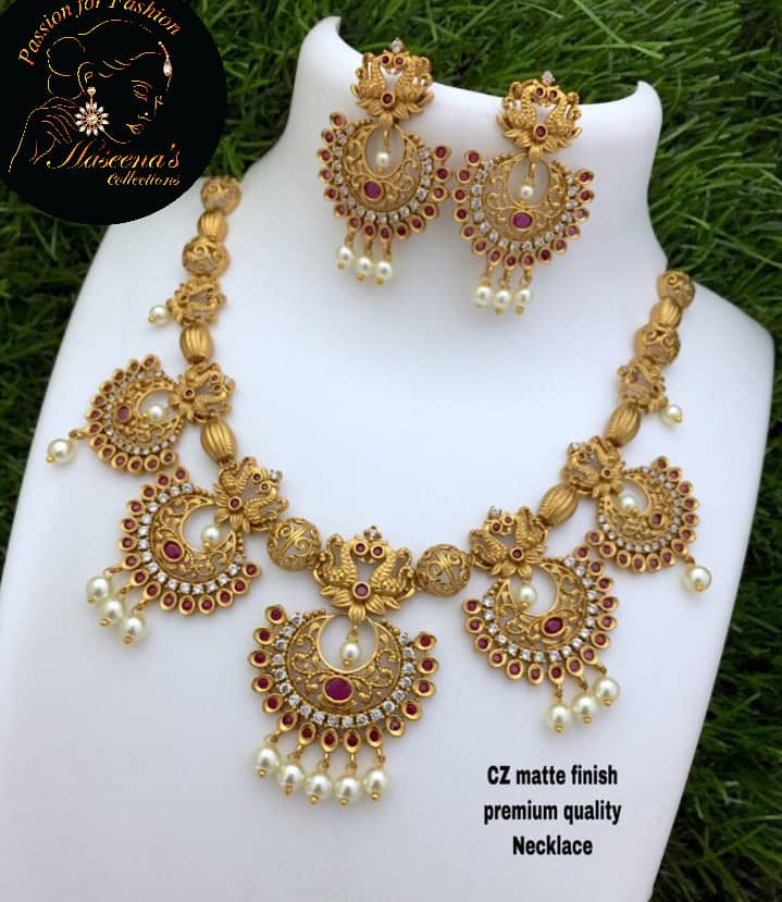 Haseenas CZ Matte Finish Necklace Set 