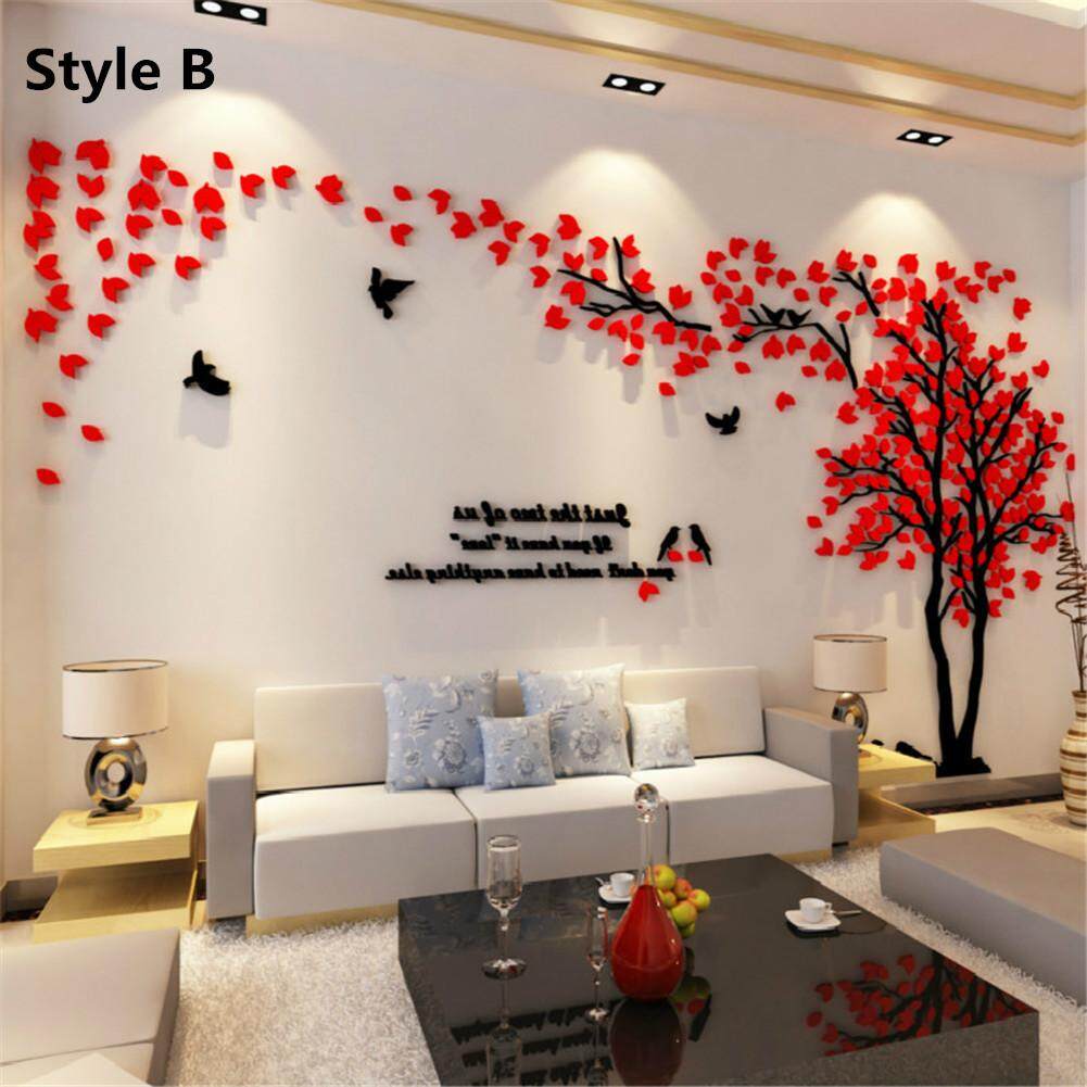 Cặp Đôi Cây Gương Dán Tường Pegatinas Paredes Decoracion DIY 3D Acrylic Autocollant Bức Tranh Tường Dán Muraux Phòng Khách Decal