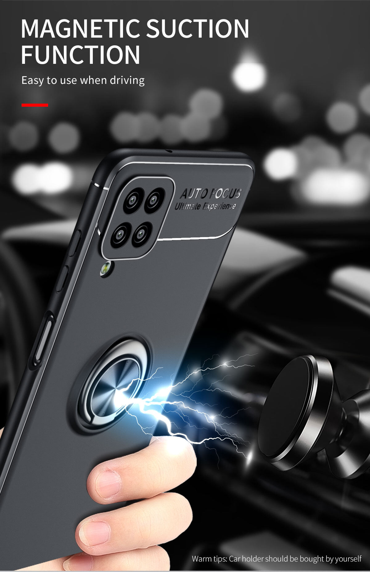 for Samsung A12 Case [Metal Ring Buckle] Soft TPU Case Back Cover Shell, with 360° Rotating Ring Holder Kickstand, Can work with Car Mount, Impact Resistant