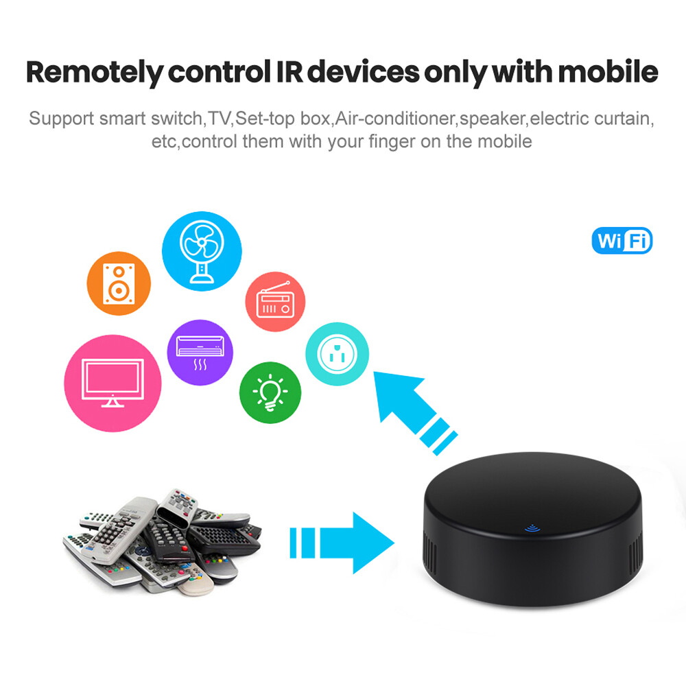 E Life Smart Store Bộ Điều Khiển Từ Xa Thông Dụng WiFi Tuya Cảm Biến Nhiệt Độ Và Độ Ẩm Hồng Ngoại 3 Trong 1 Hoạt Động Cho Alexa Google Home Với Chức Năng Sao Chép Tự Làm Tùy Chỉnh Cho TV Quạt Điều Hòa Không Khí DVD