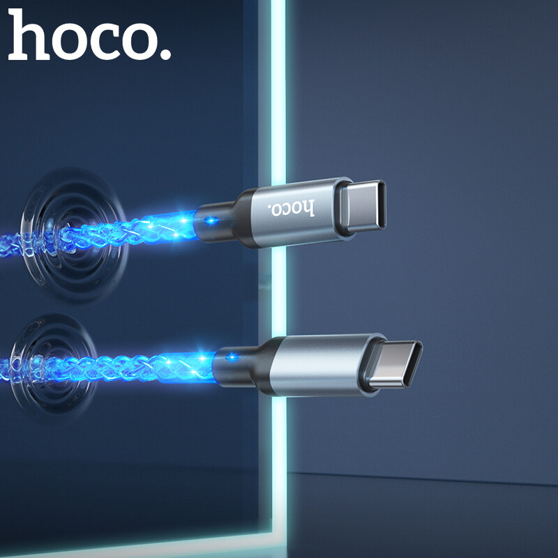 Hoco colourful u112 usb type c to usb c shine 60w cable fast charging for samsung xiaomi realme huawei vivo oppo phone charging cord 3a usb cable