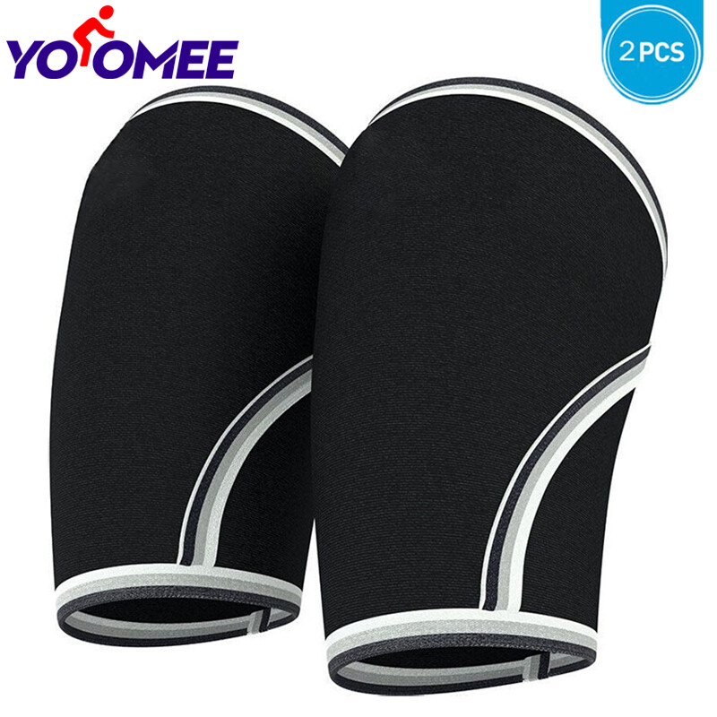 Yoomee 1 Pair Knee Sleeves , 7mm Thick Compression Knee Braces Offer Strong Support for Heavy-Lifting, Crossfit, Squats, Gym and Other Sports