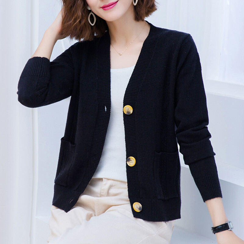 Cardigan Women's Fashion Loose Outer Solid Color Sweater Jacket Women Casual All-match Cardigan Sweater