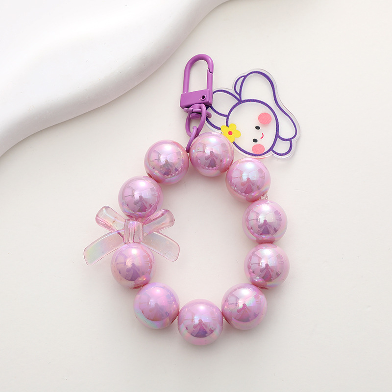 【ZNBY】Mobile Phone Strap, Hand Strap, Beaded Hand Strap Decorated with Colorful Crystal Beads, Portable, with Cute Cartoon Acrylic Hanging