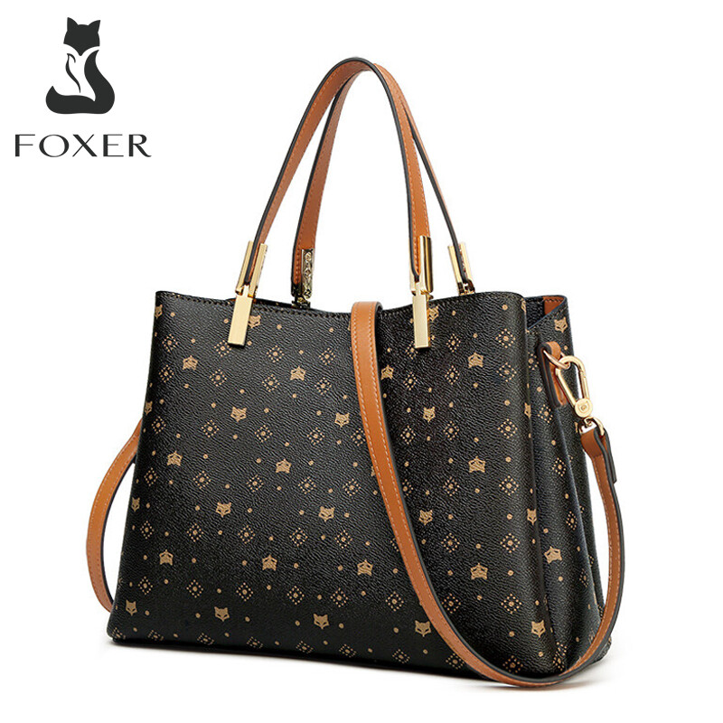 FOXER PVC Faux Leather Handbags for Women Artificial Leather Ladies Top-handle Bags
