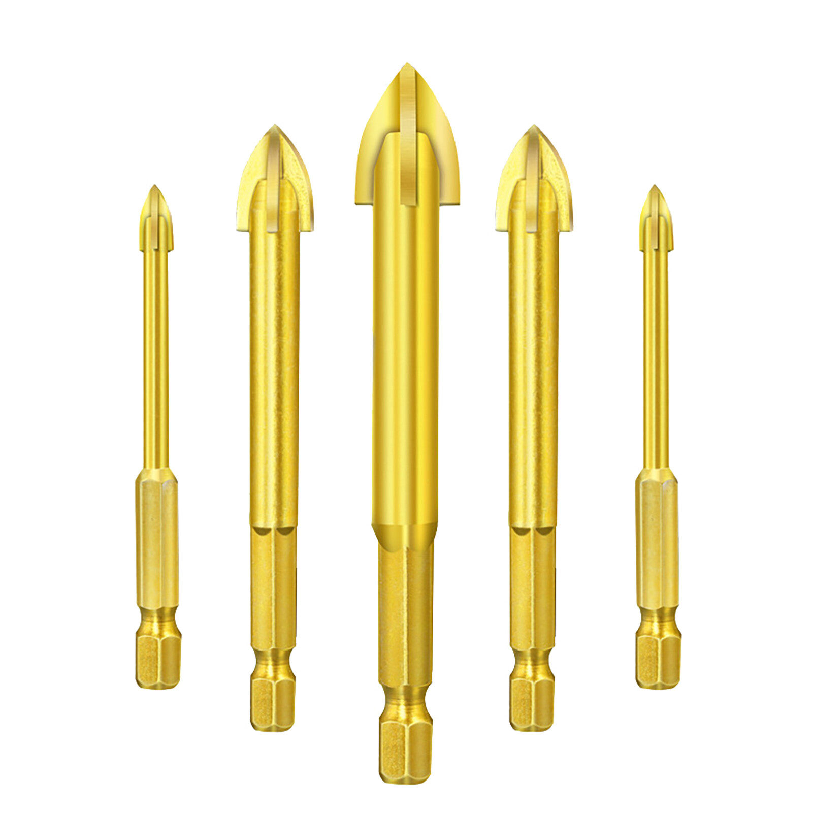 Farfi 5Pcs/Set Drill Bits Rust-Proof Multifunctional Alloy Marble Drill Bit Kit Drilling Tool