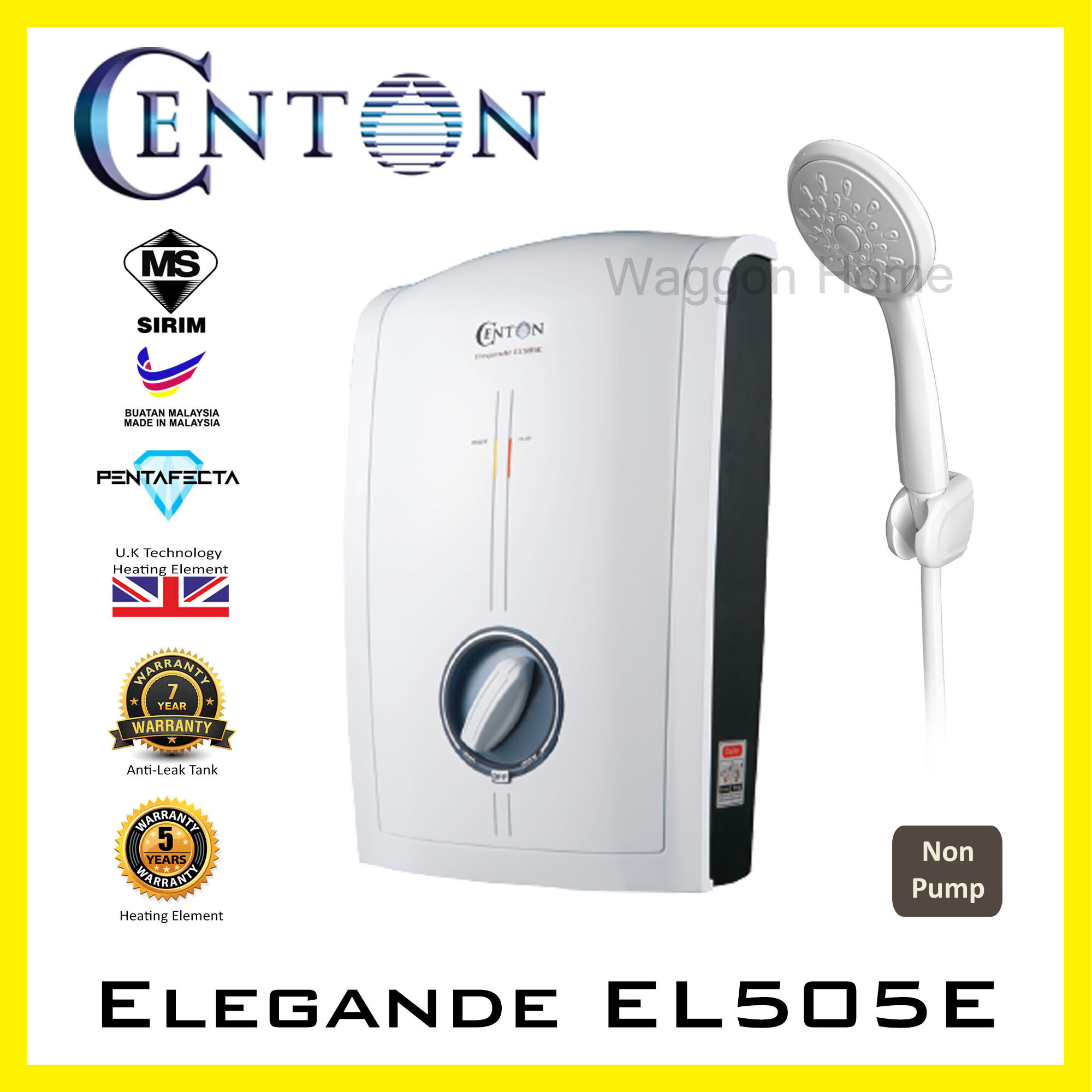 Centon Instant Water Heater Elegande EL505E Non pump | Lazada