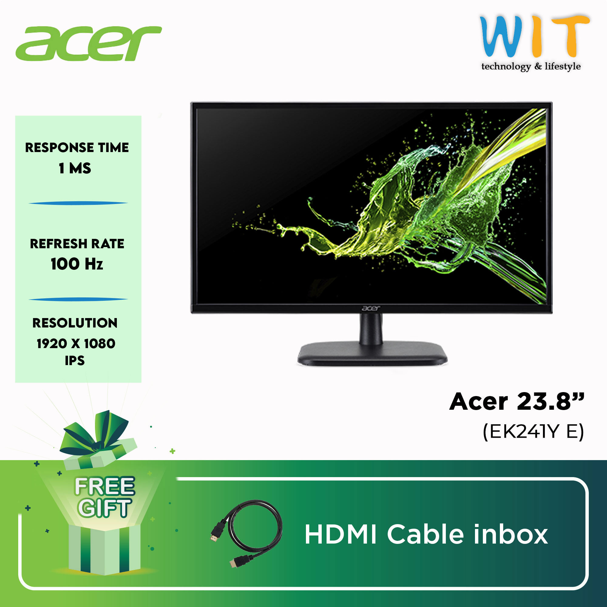 Acer EK221QH / EK241YE /EK271E Monitor 21.5"27" / 1ms(VRB) / 100Hz