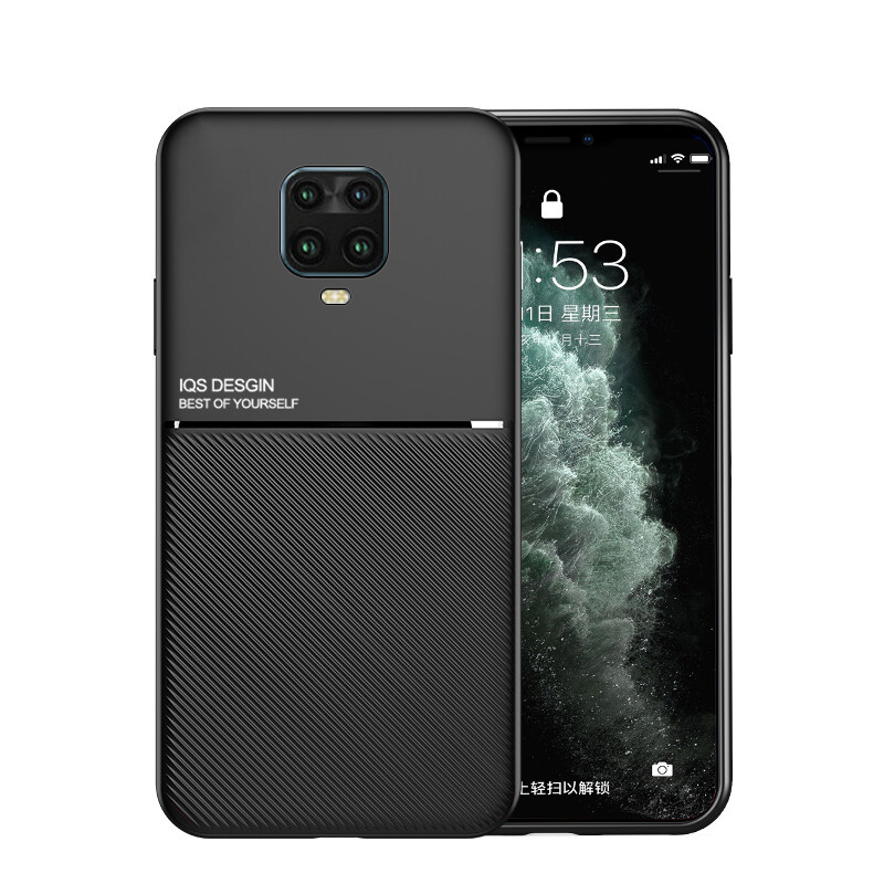 Hontinga For Xiaomi Redmi Note 9S Case Xiaomi Redmi Note 9 Pro Case Slim Leather Texture Casing Fahion Slim Matte Protective Phone Case Cove Shockproof Cases Coque   Handphone Case