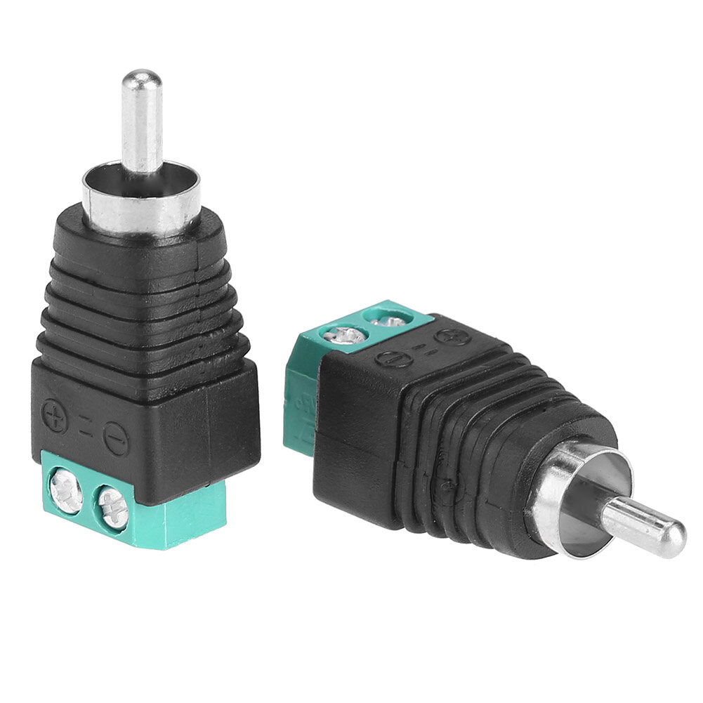2pcs Speaker Wire Cable to Audio Male RCA Connectors Adapters Jack Plug
