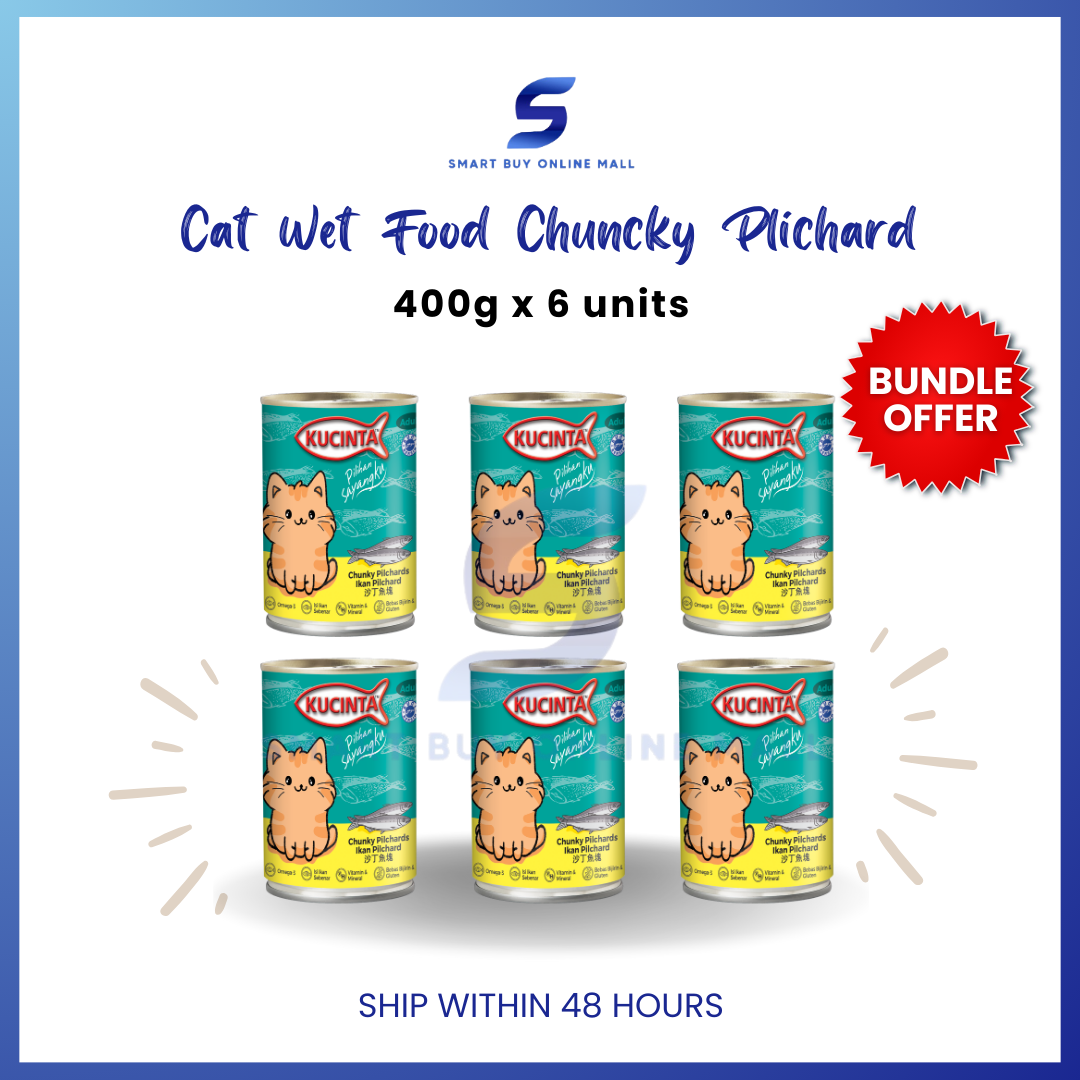 Kucinta Cat Wet Canned Food 400g (6 Flavors) Natural Omega3s, High
