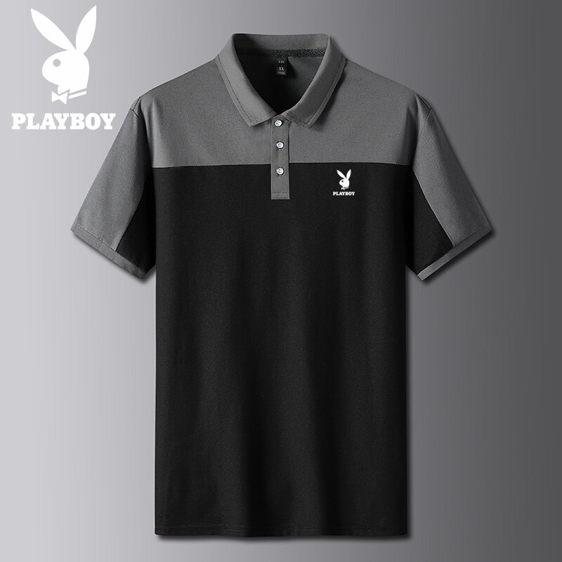 PLAYBOY Fashion Summer Solid Color Brand Printing Big LOGO T-shirt Colored business casual POLO shirt