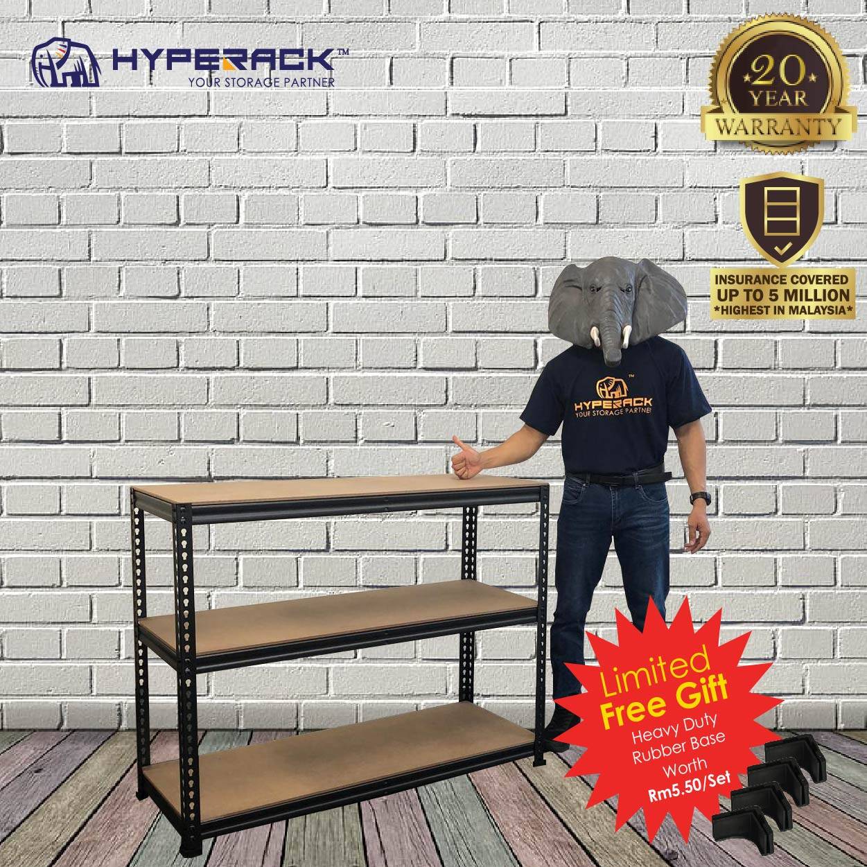 HYPERACK (H90120cm x D30cm x L60cm) ERBK312 / ERBK412 / Boltless Rack