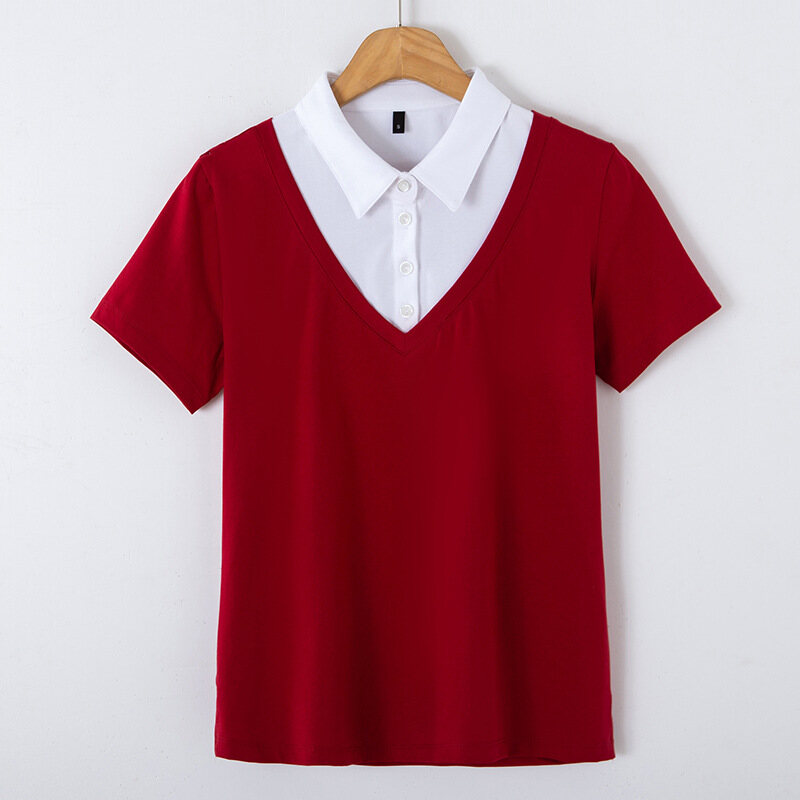 Women Polo Shirt Cotton Short Sleeve T-shirt