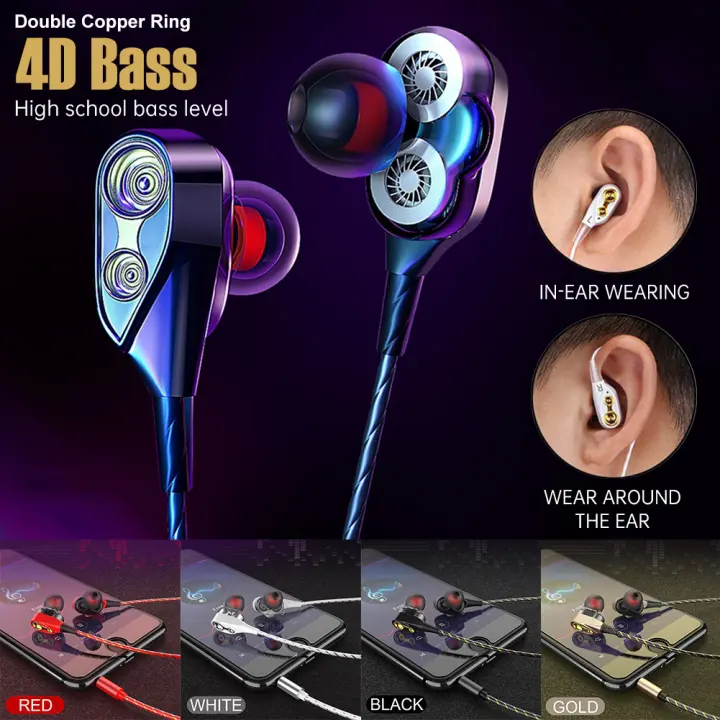 headset 4d bass double speaker stereo 3.5 mm wired headphone