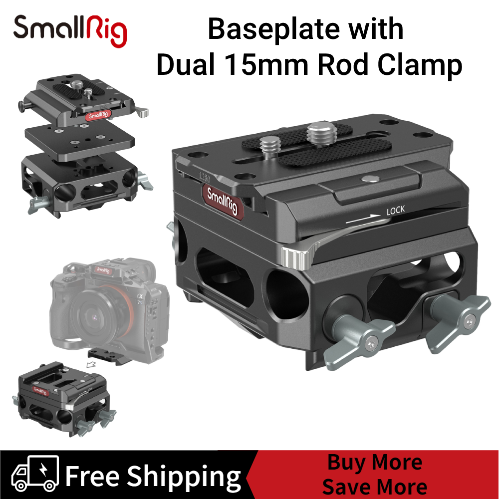 SmallRig Lightweight Baseplate with Dual 15mm Rod Clamp (magnesium ...